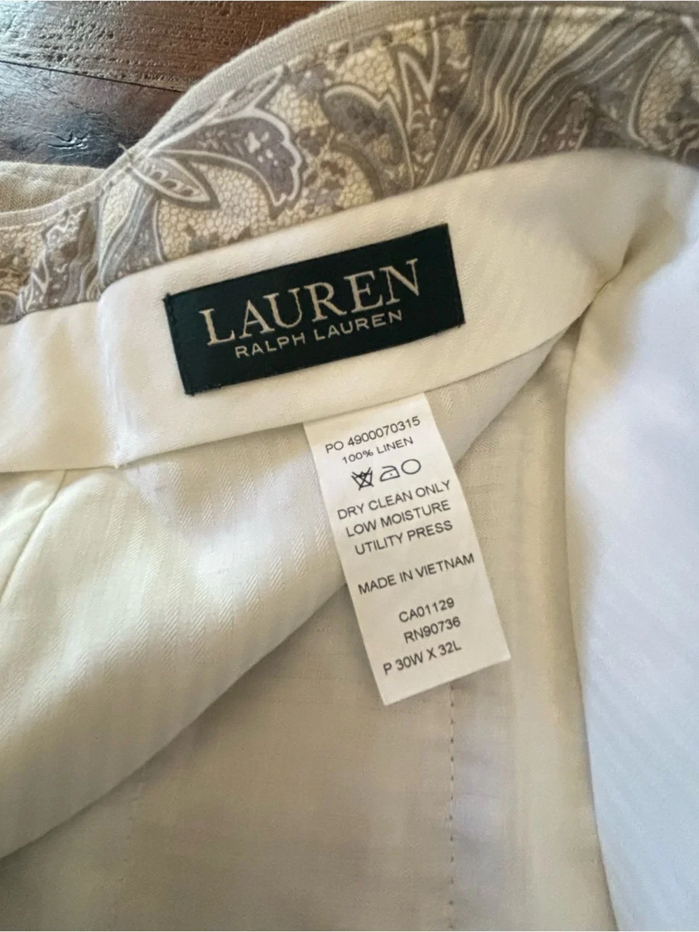 Lauren Ralph Lauren Beige Linen Dress Pants